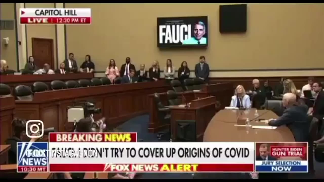 Fauci is being played back to him at the hearing