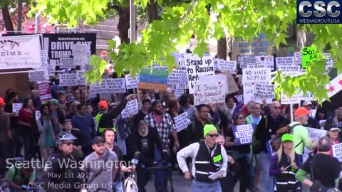 #MarchAgainstSharia Protesters Face Off With Liberals And AntiFa In Seattle Washington