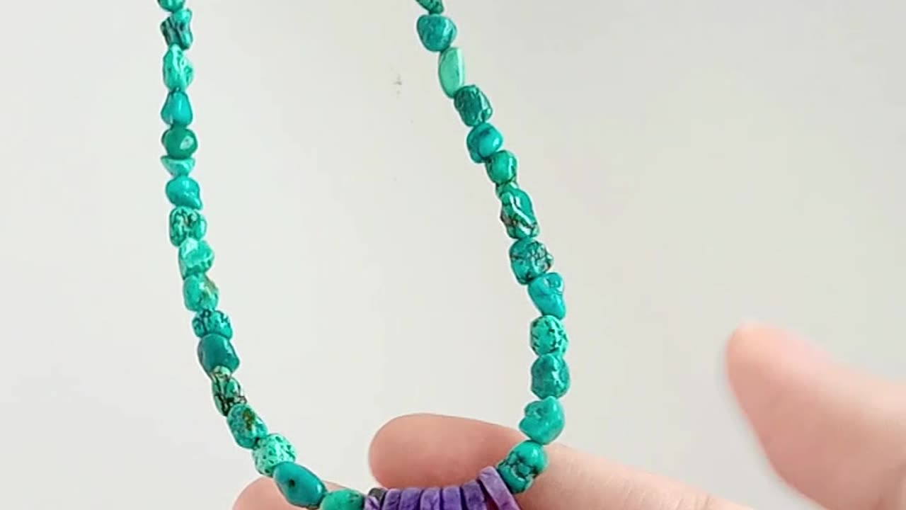 Natural turquoise tube shape beads pendant handmade necklace colorful choker gift for her