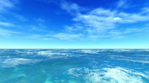 Flying over the bright blue open ocean!