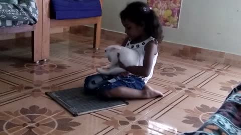 My baby girl dhruvanshi stady traning to 🐰 rabbit