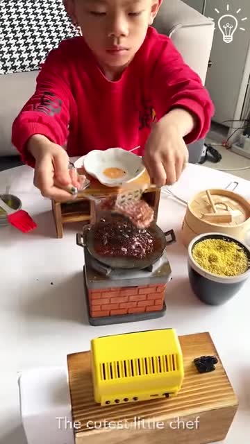 The cutest little chef and his adorable mini kitchen 🥰