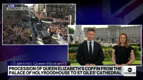 King Charles III leads the processional for the queen into St. Giles’ Cathedral