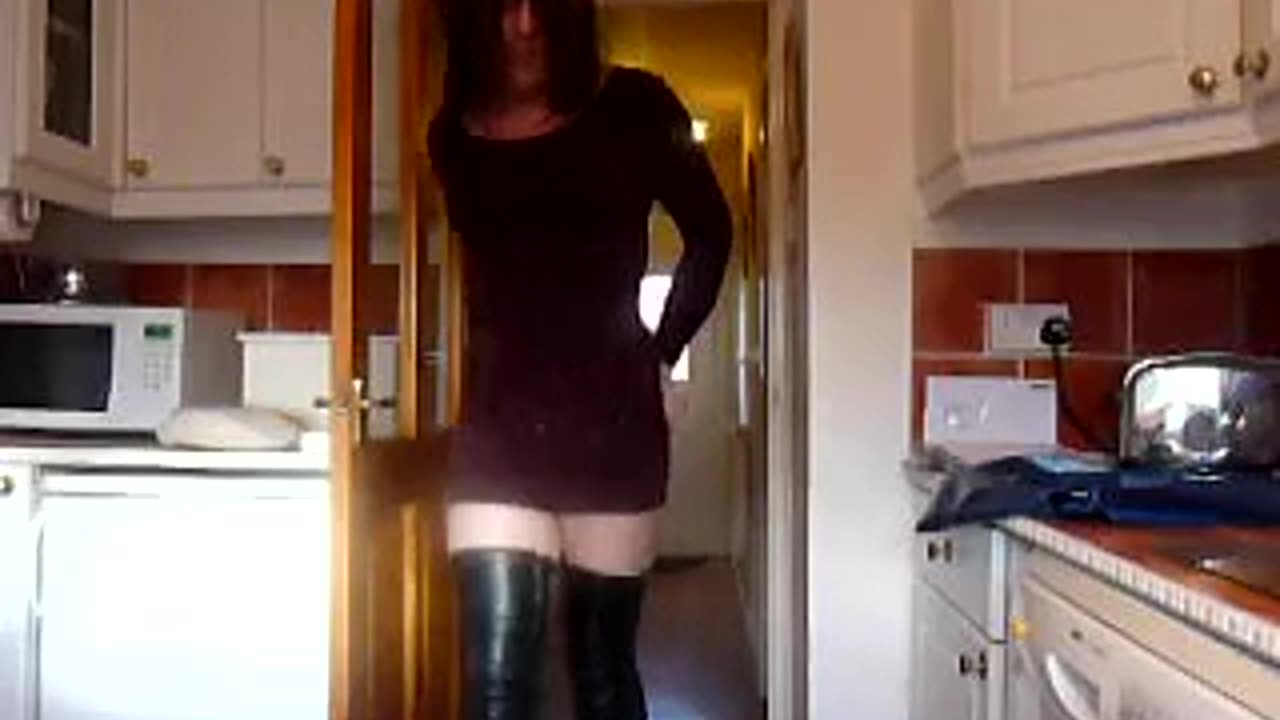 Crossdresser in Thigh High Boots