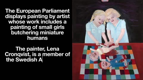 The European Parliament displays painting by artist whose work includes a painting of small girls...