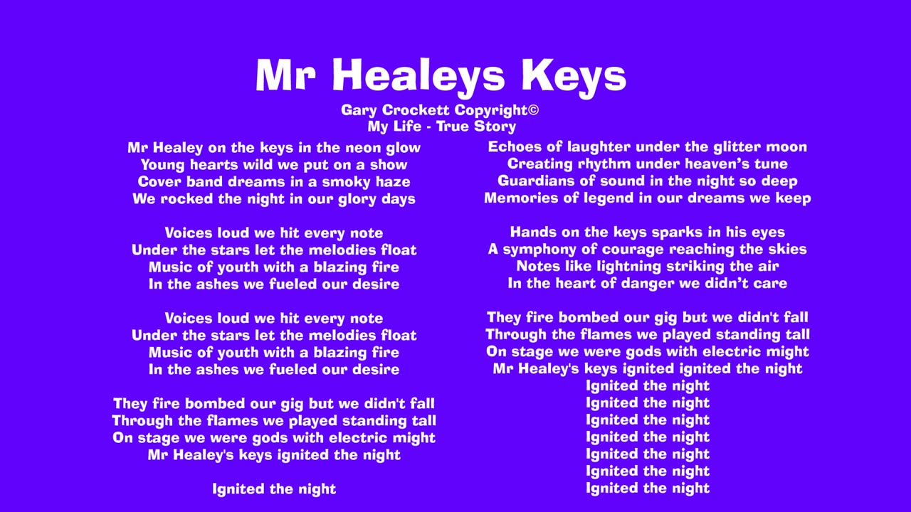 Mr Healeys Keys Song