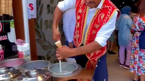 Enjoying Dondurma (Turkish Ice Cream) in