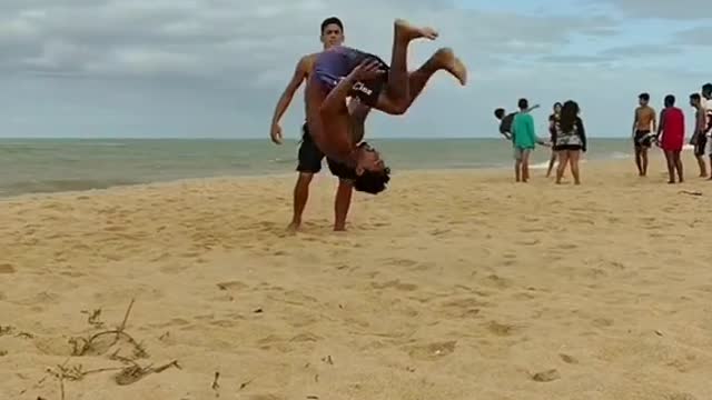 Imagine walking pass these soccer skills on the beach