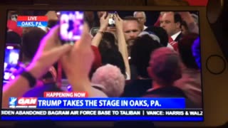 🦅 OANN Donald Trump deejays campaign songs after Oaks PA town hall Monday 08:43 pm