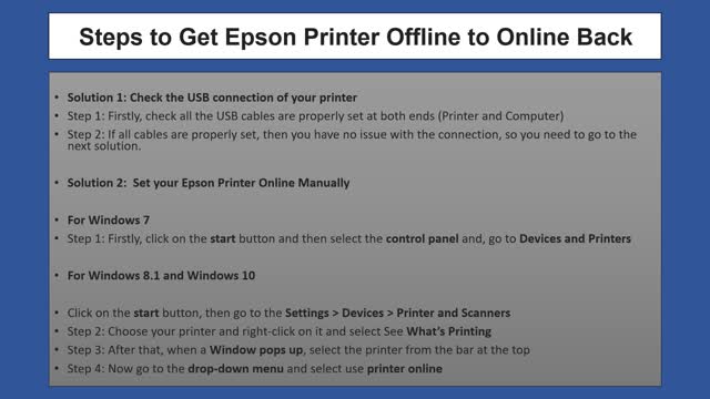 How to Change Epson Printer from Offline to Online? 1-800-439-5196