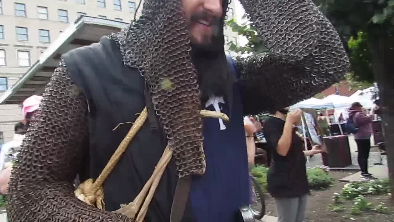 Crusader on Fire at 2021 Women's March in Cleveland Ohio