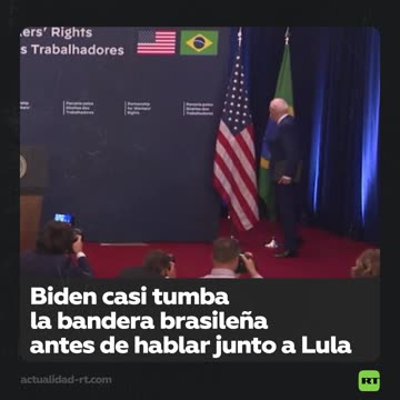Biden casi hace caer la bandera brasileña cuando iba a hablar junto a Lula da Silva