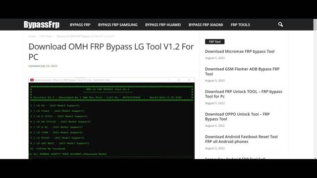 Download OMH FRP Bypass LG Tool V1.2 For PC