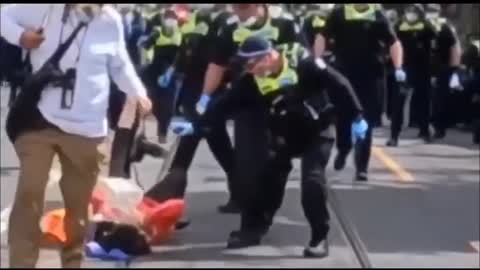 Australian police brutalise an Elder woman at a protest against COVID tyranny