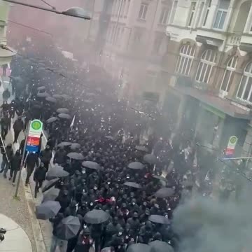 Massive Antifa group marches in Leipzig, Germany