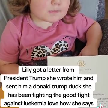 Lilly got a letter from President Donald J. Trump!
