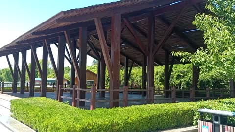 A pavilion in the woods