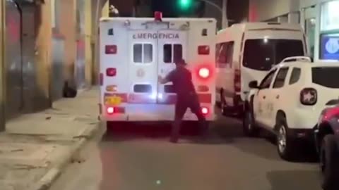 A dog was running after the ambulance that was carrying their owner.