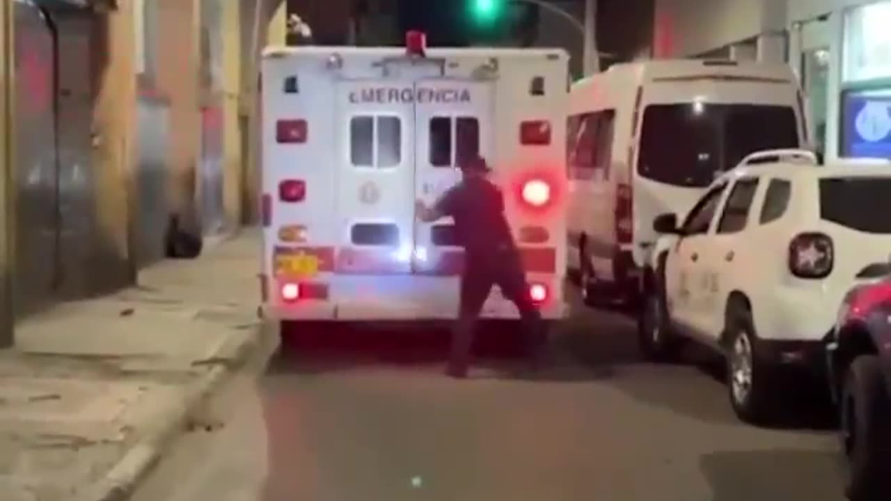 A dog was running after the ambulance that was carrying their owner.