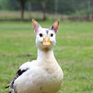 Beautiful duck with a cat head