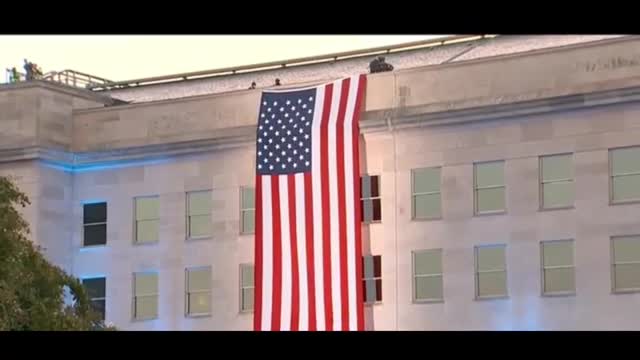 Pentagon hangs huge American flag to mark 20th anniversary of 9/11 attacks