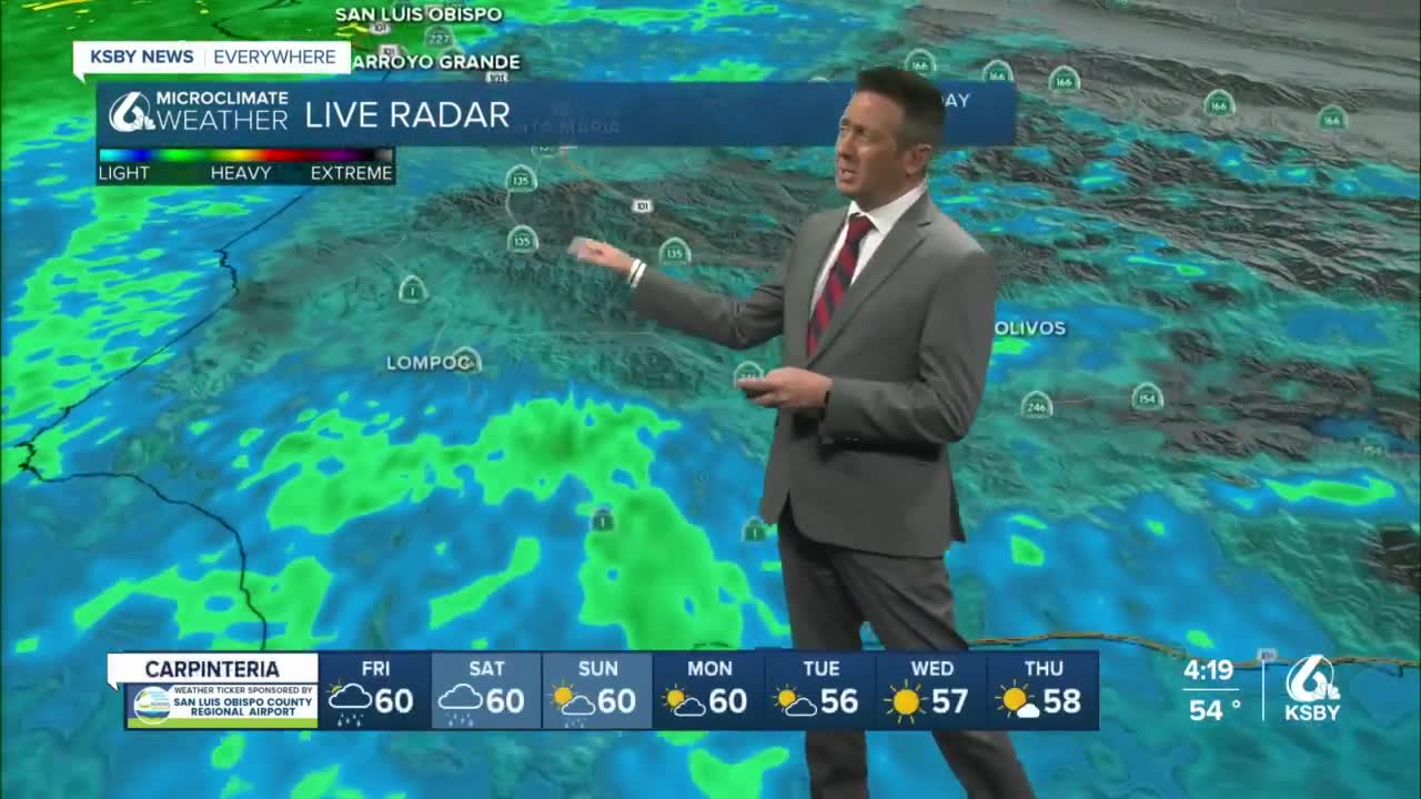 Rain hits the Central Coast Thursday and more late Friday into Sunday