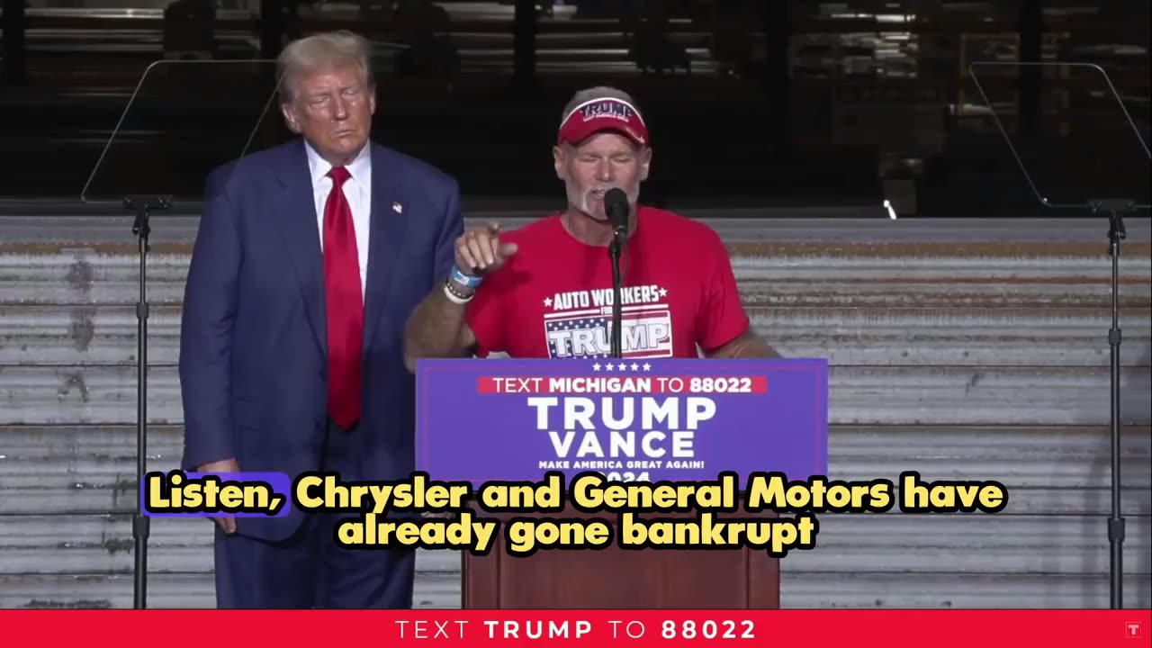 BREAKING: Trump just brought up the organizer of a group called "Auto Workers for Trump,"