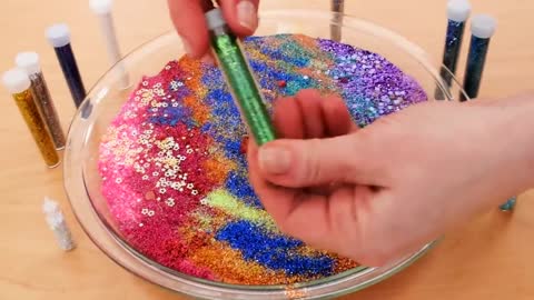 Mixing Makeup and Glitter Into Clear Slime ! SLIME SMOOTHIE ! SATISFYING SLIME V