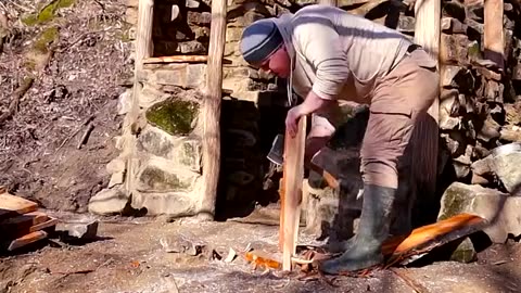 Building a Stone and Wood Cabin: Solo Adventure in the Wilderness
