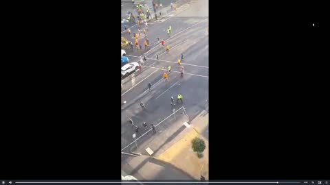 Aussie Police abusing citizens, firing pepper balls at crowd.