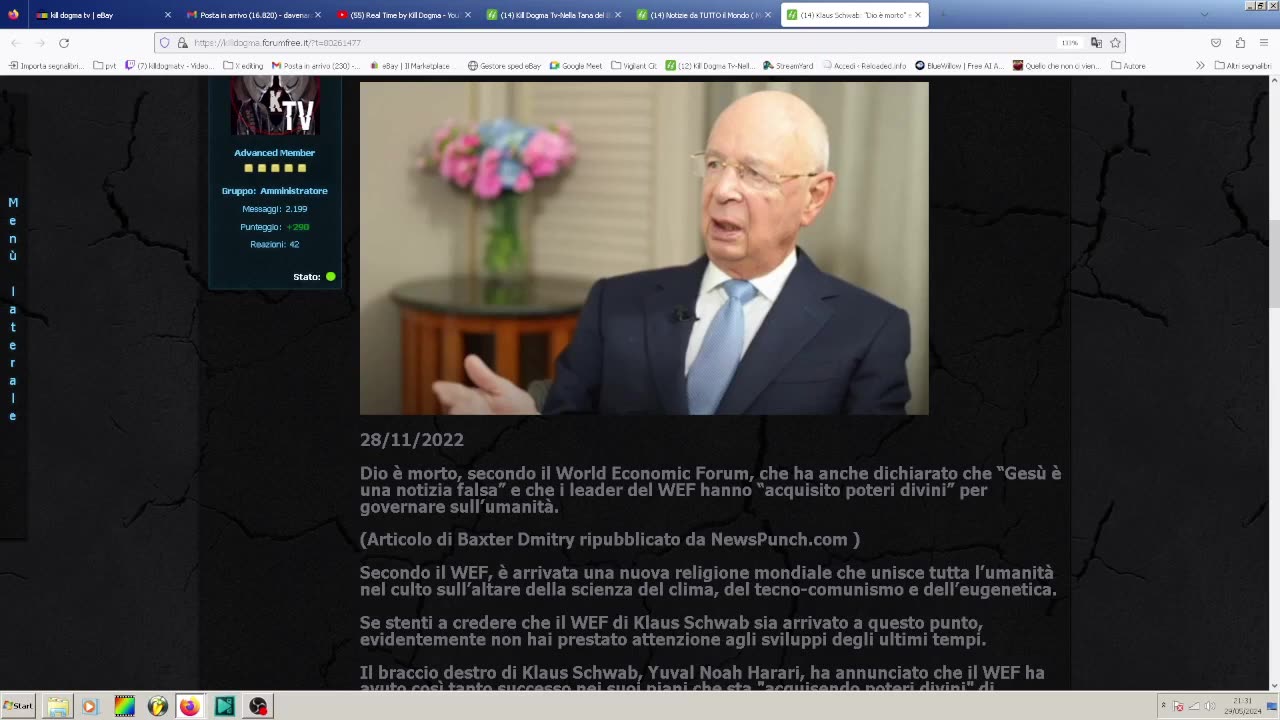 NOTIZIE DAL MONDO-Le dimissioni dal World Economic Forum di Klaus Schwab.Klaus Schwab,l'86enne fondatore del World Economic Forum,si dimetterà da presidente esecutivo dopo oltre mezzo secolo alla guida della più importante conferenza economica