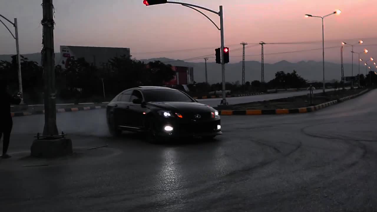 A hybrid Lexus Doing donuts lol