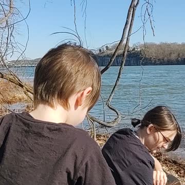 Throwing rocks in the creek