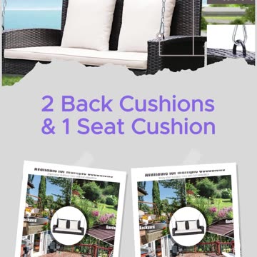 Tangkula 2-Person Wicker Hanging Porch Swing