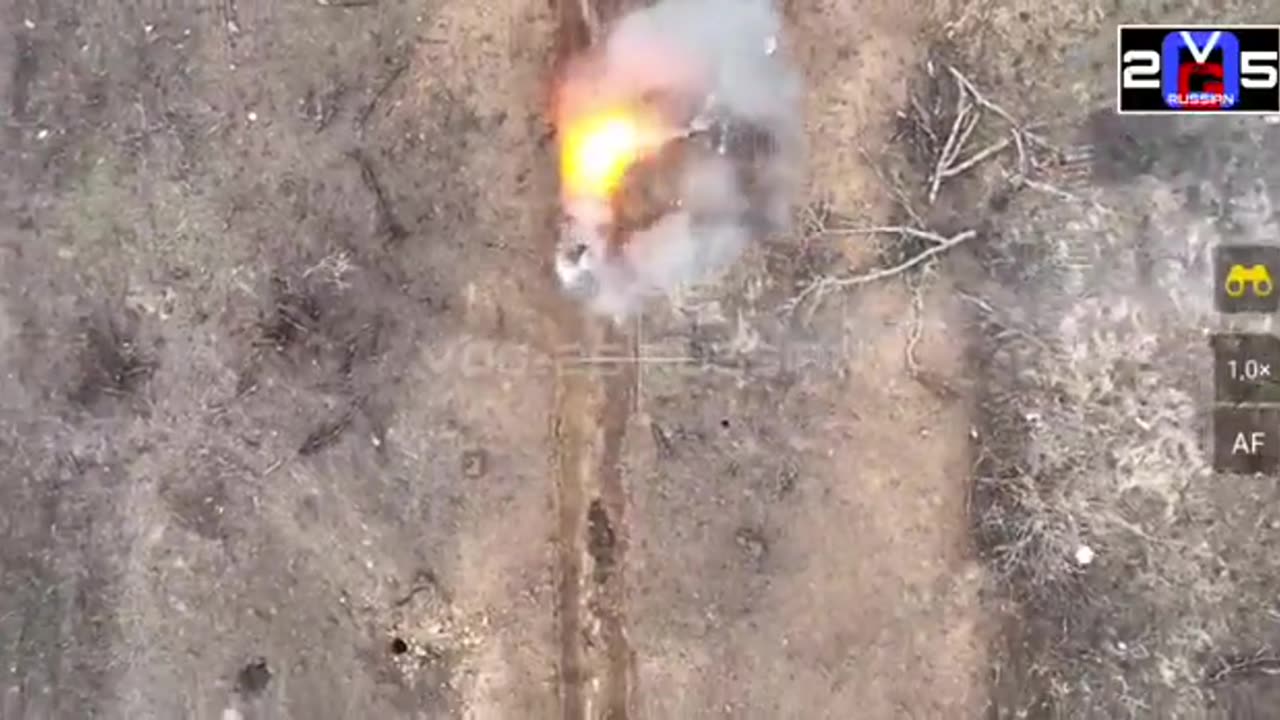 Russian drone drops granades on Ukrainian Armed Forces, from "North-V" brigade