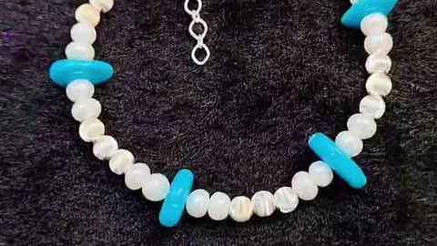 GN-20241125-02 Popular High Quality Pearl Bracelet Natural Turquoise Women's Bracelet S925 Silver