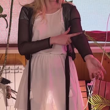 Try on beautiful dress backlit