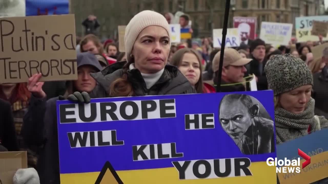 Thousands take to London, Paris streets in support of Ukraine amid Russian invasion