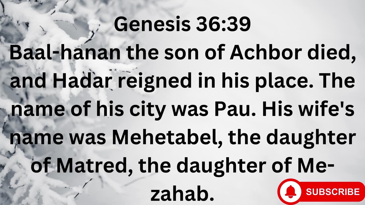 "The Descendants of Esau: A Genealogy of the Edomites." Genesis 36:1-43.