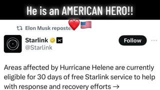 🚨BREAKING!!🚨Starlink in affected areas of Hurricane Helene, Elon Musk waiving service fees!!