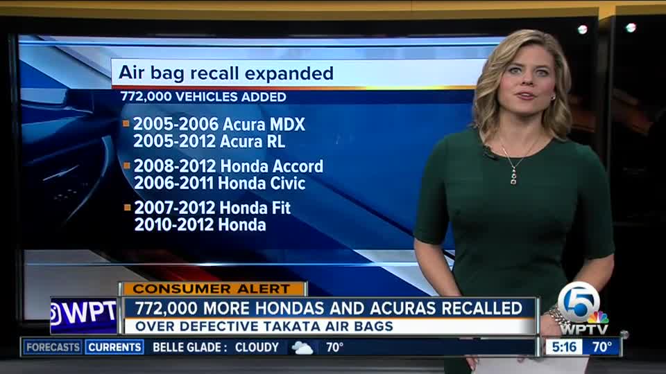 Honda adds 772,000 vehicles to ongoing air bag recall