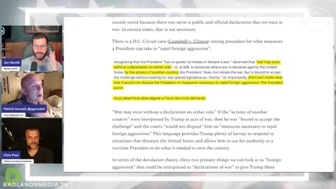 Can we be in a state of war without congressional approval? (Yes) badlands Media.