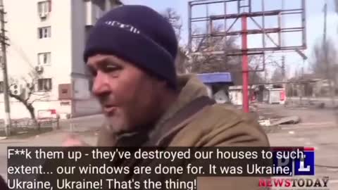 Residents complaining the Ukrainian army shelled their apartment block