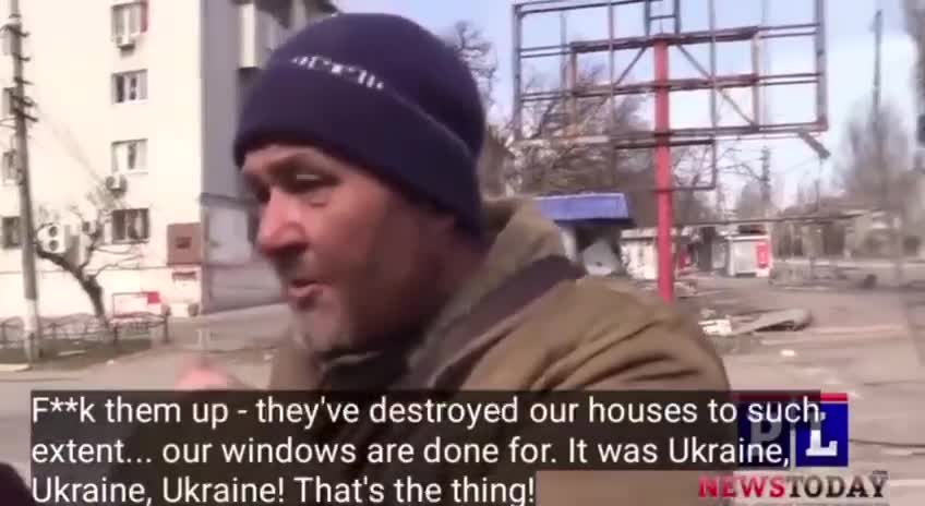 Residents complaining the Ukrainian army shelled their apartment block