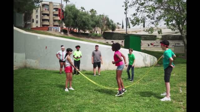 The children are exercising