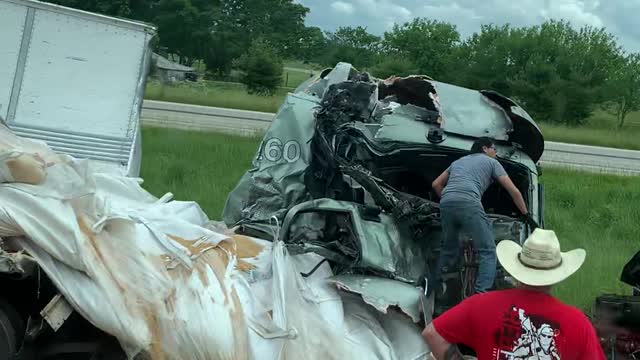 Truck Collision Scatters Debris Along Highway