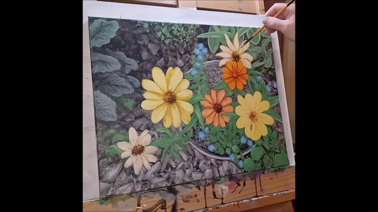 Painting Timelapse: "Early-Autumn Zinnias" by Mark J. Allen