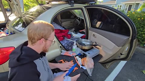 Car Camping Cooking Spicy General Tso's Ramen