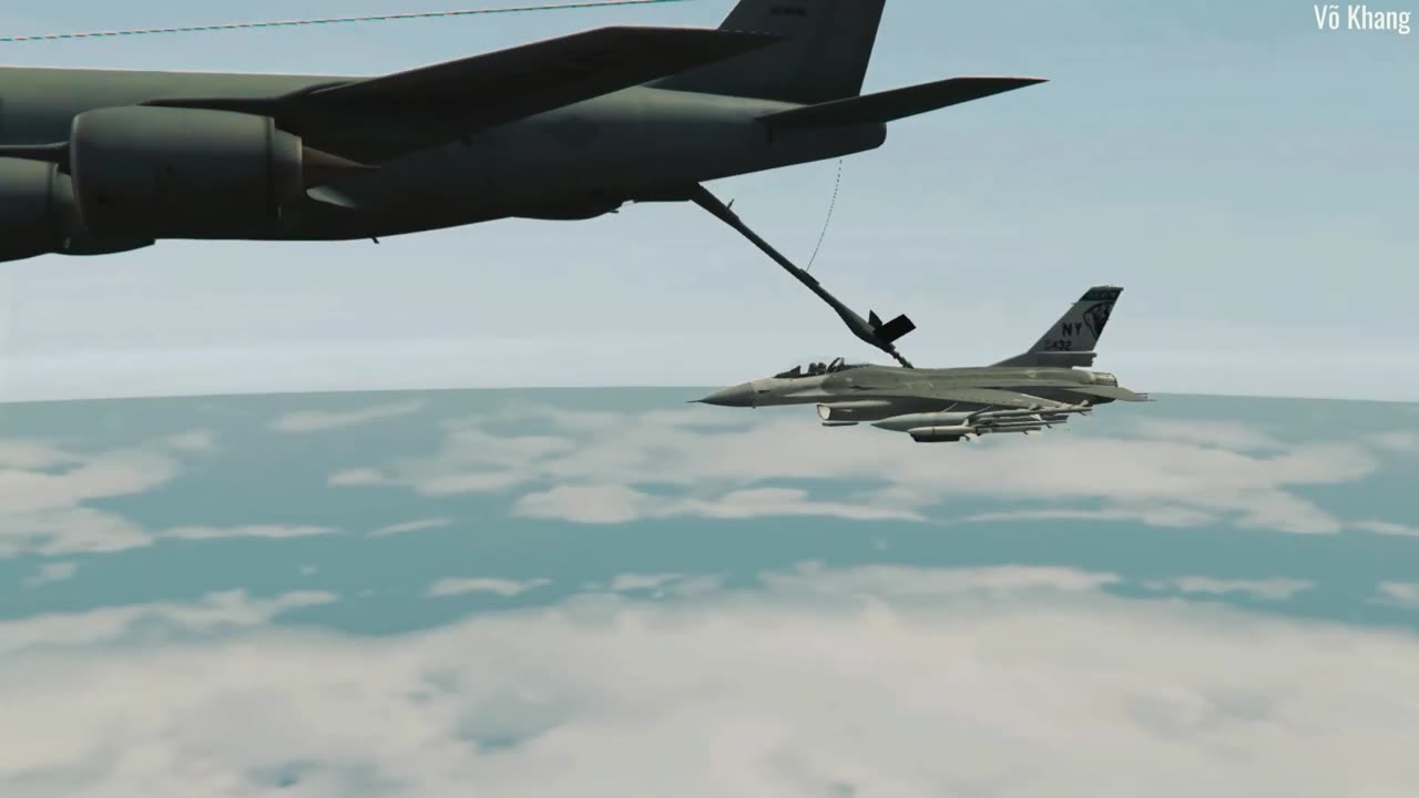 F-16 Fighter Jet Air Refueling with KC-135R tanker