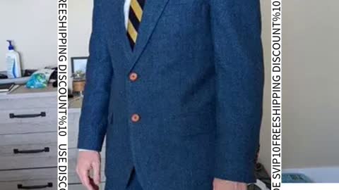 BLUE HERRINGBONE TWEED 3 PIECE SUIT